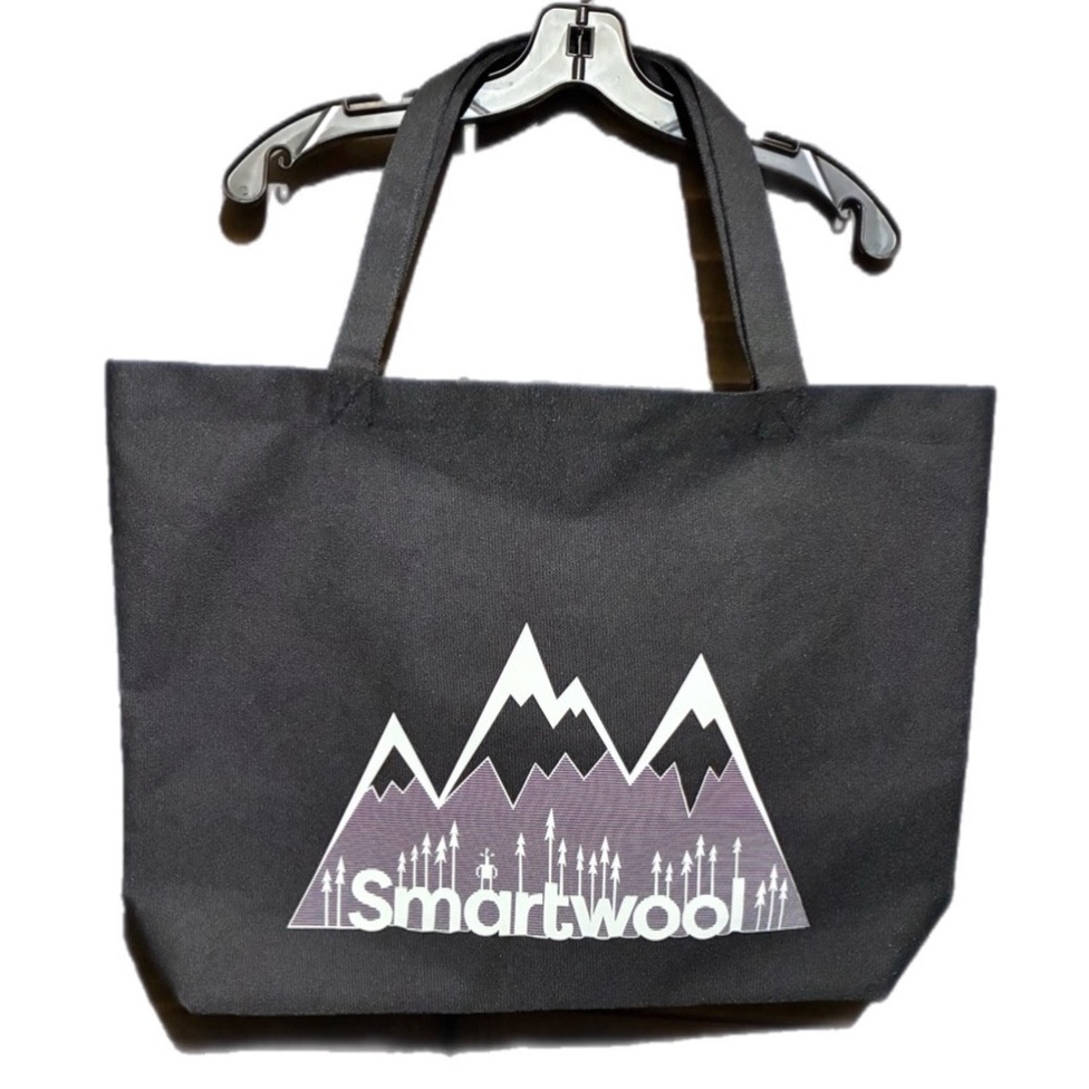 SMARTWOOL Screen Mountain Reusable Shopping Tote Bag Black/White Canvas NEW Sz L
